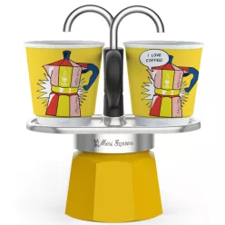   Bialetti Mini Express kotyogós kávéfőző szett Lichtenstein - 2 adagos