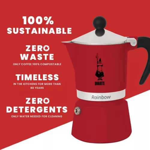 Bialetti Rainbow kotyogós kávéfőző Piros - 3 adagos