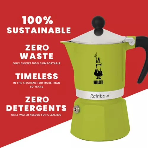 Bialetti Rainbow kotyogós kávéfőző Zöld - 3 adagos