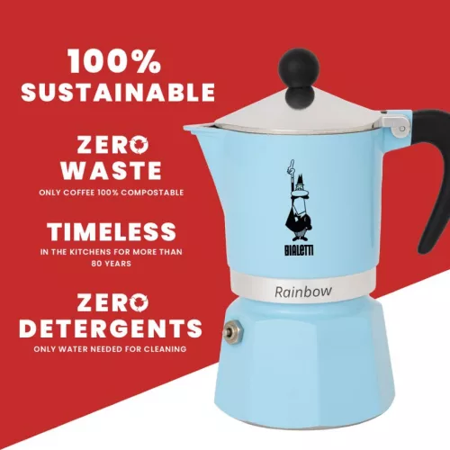 Bialetti Rainbow kotyogós kávéfőző Világoskék - 3 adagos