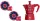 Bialetti Moka Express kávéfőző 3 adag, piros + csésze és csészealj szett 2db