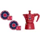 Bialetti Moka Express kávéfőző 3 adag, piros + csésze és csészealj szett 2db