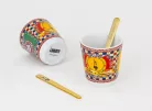 Bialetti D&G Moka Express kávéfőző 2 adag + D&G csésze/ aranyozott keverő szett Díszdobozban