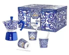 Bialetti D&G Express kávéfőző 3 adag + D&G csésze 3 darab/ ezüst keverő 3 darab Díszdobozban