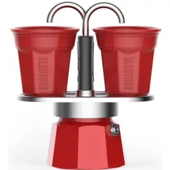   Bialetti Mini Express kotyogós kávéfőző szett Piros - 2 adagos