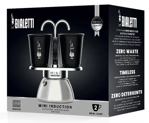 Bialetti Mini Express Indukciós kotyogós kávéfőző szett Fekete- 2 adagos