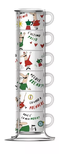 Bialetti Espresso csésze szett állvánnyal 6 db-os