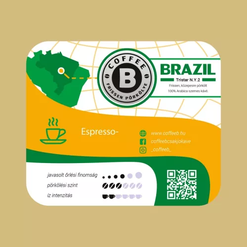 CoffeeB - Brazil  NY2 Tristar 19 szemes kávé 200g