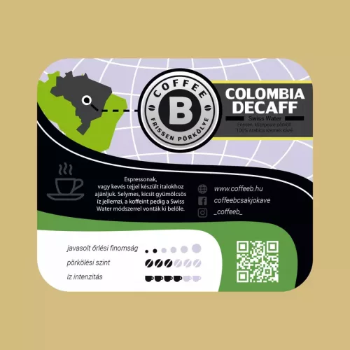 CoffeeB - Colombia Decaff Koffeinmentes szemes kávé 200g