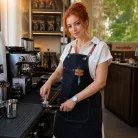 Barista kötény zsebekkel - fekete